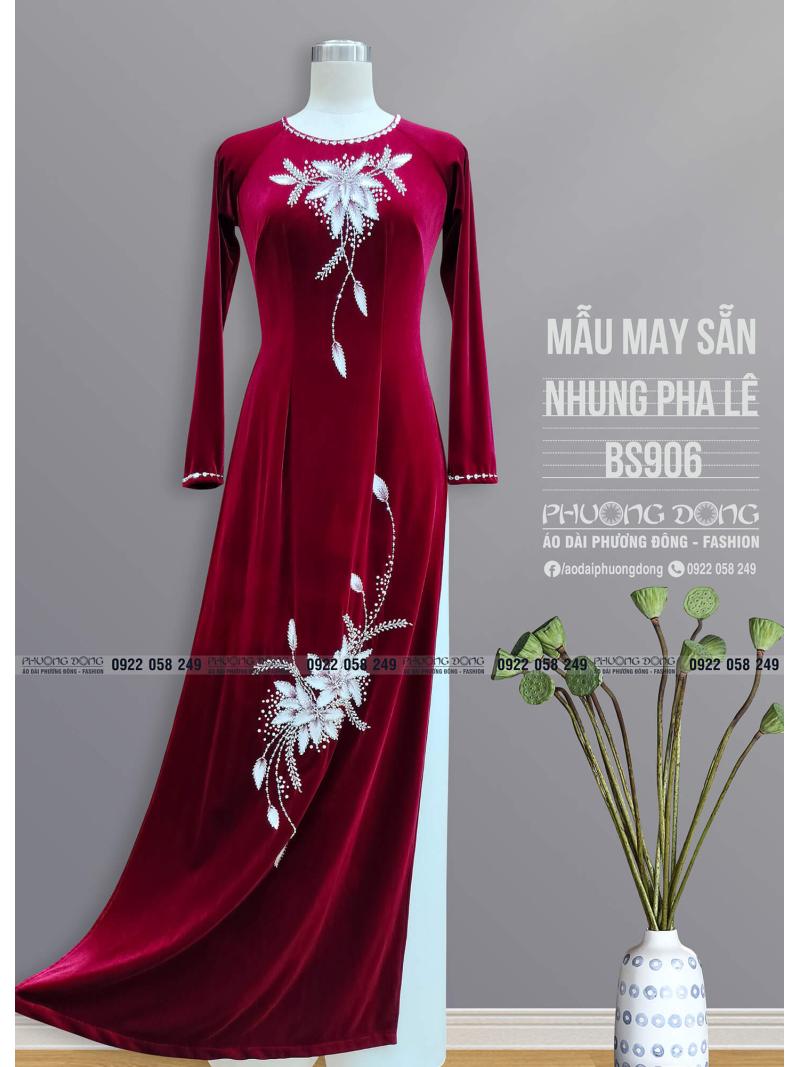 Áo Dài Bà Sui Nhung Đính Đá Pha Lê BS906